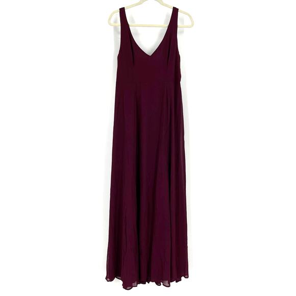 Show Me Your MuMu Jenn Maxi Dress Merlot Chiffon Large NWT - Picture 7 of 8